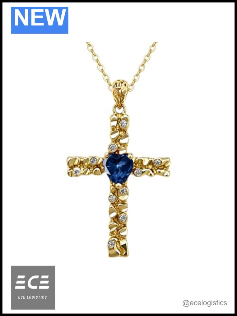 Textured Cross Heart Pendant Necklace Gold Plated Faith Jewelry Gift